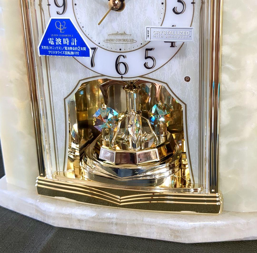 リズム時計 天然大理石　QUEEN ELIZABATH 2　電波時計　可動品❗️