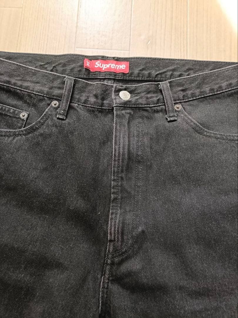 34:Supreme Baggy Jean 25SS Black バギージーンズ