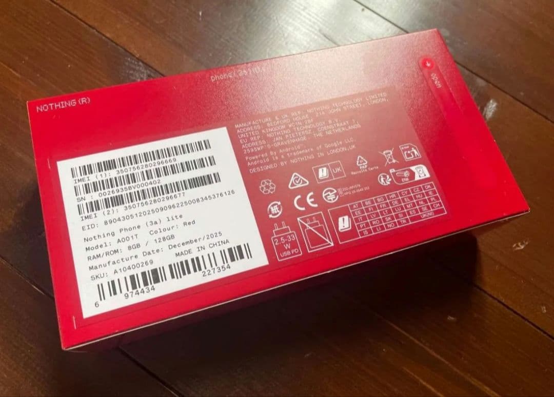 【新品・未開封品】Nothing Phone (3a) Lite 　レッド