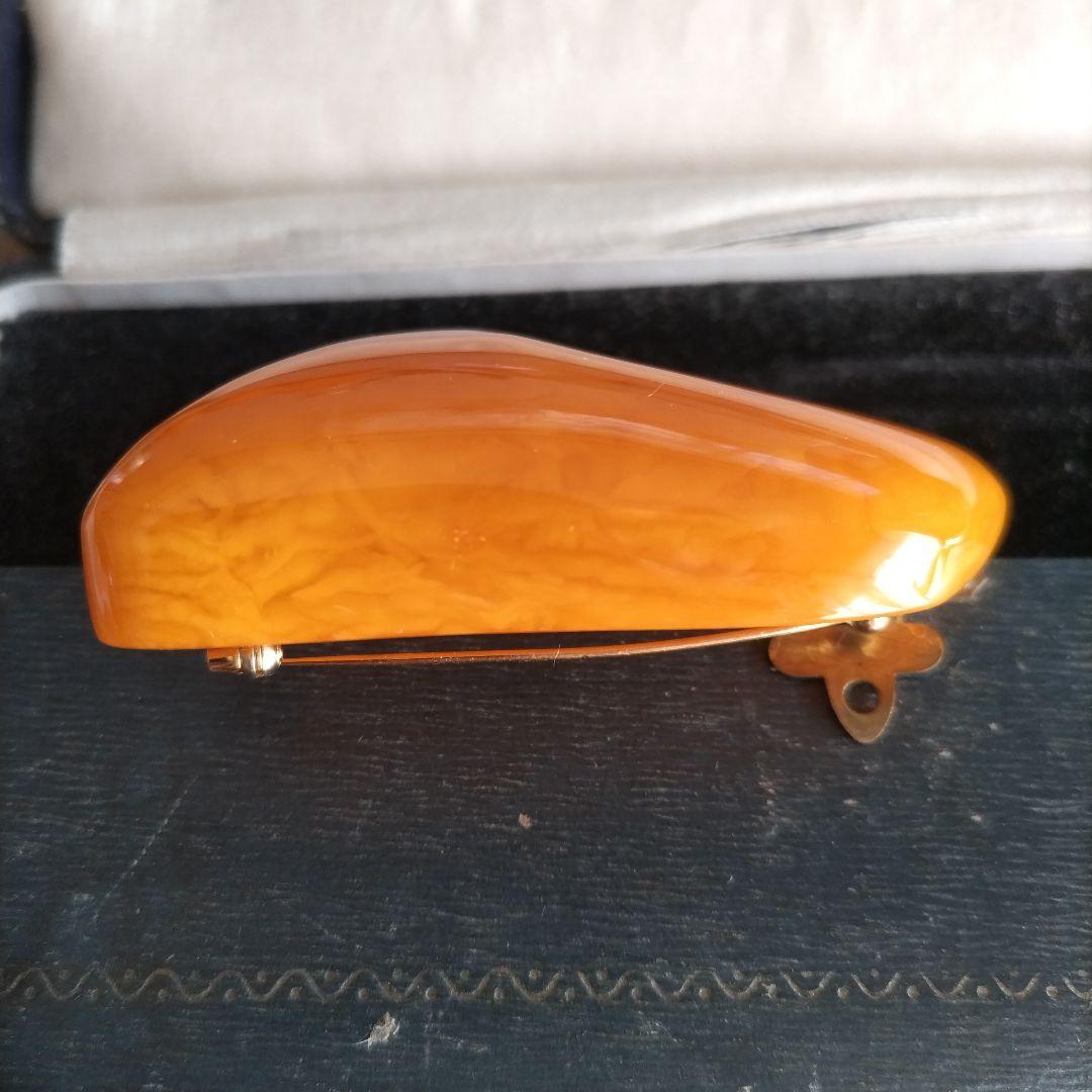 大振り ロイヤルアンバー 天然琥珀 ブローチ ヴィンテージ