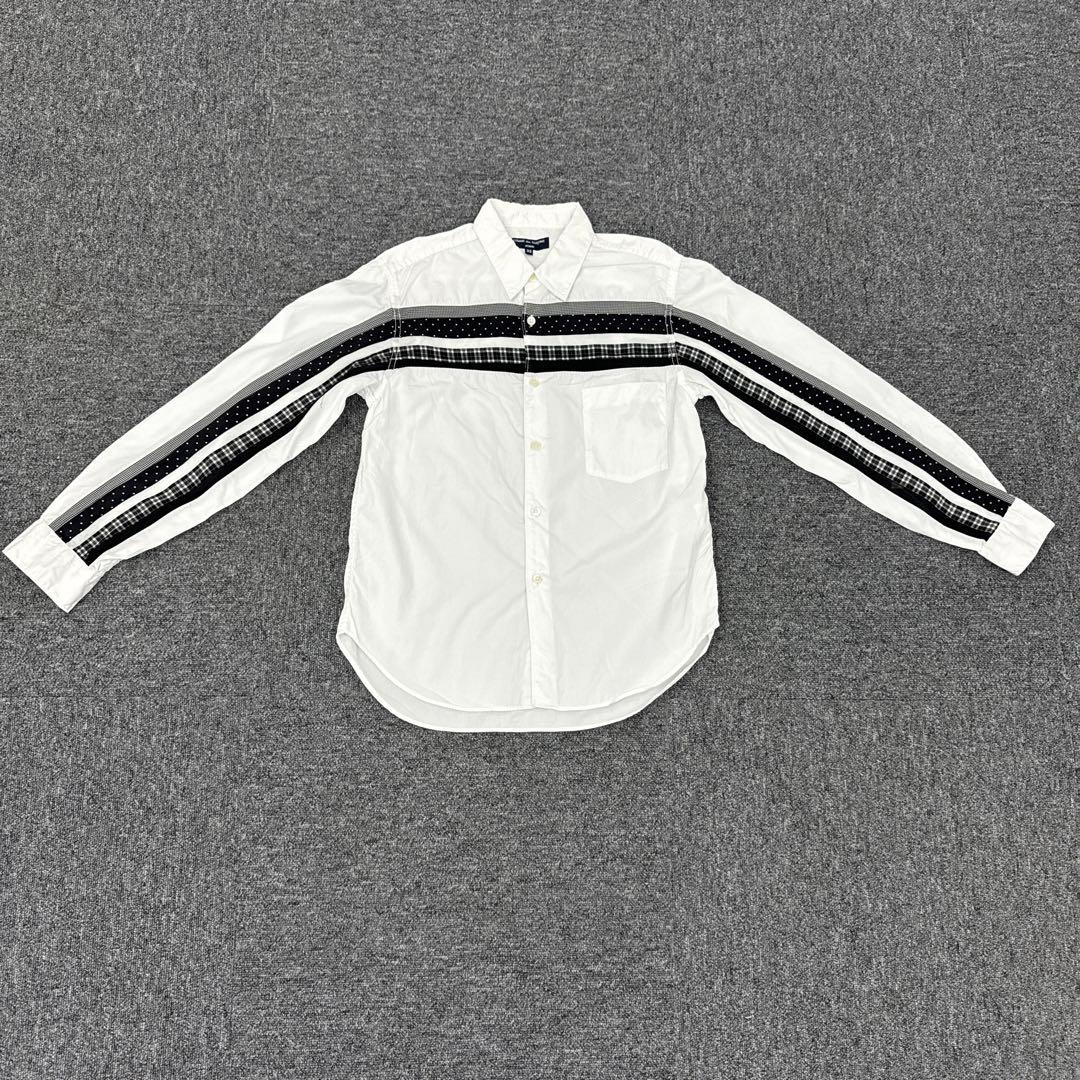 299コムデギャルソンオム　ホワイト ストライプ 長袖シャツ