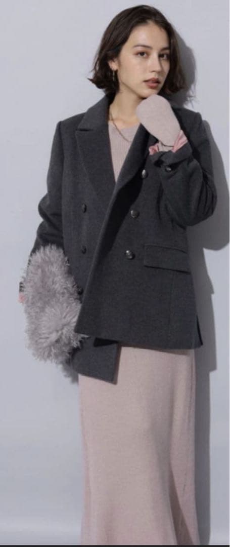 【新品未使用タグ付】Arpege story Wジャケットコート　濃灰