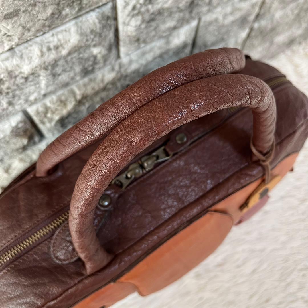 【極美品】イビサ　ぞう親子モチーフ　レザー　ボストンバッグ