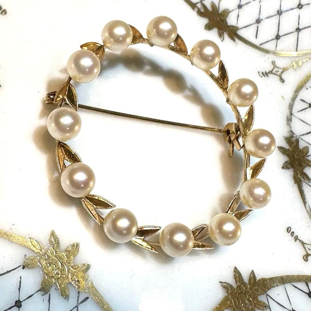 K14 あこや真珠ベビーパールブローチ