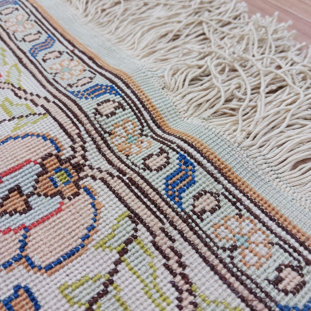 Y3050 トルコ絨毯 カイセリ 手織り72万ノット シルク 128×83㎝
