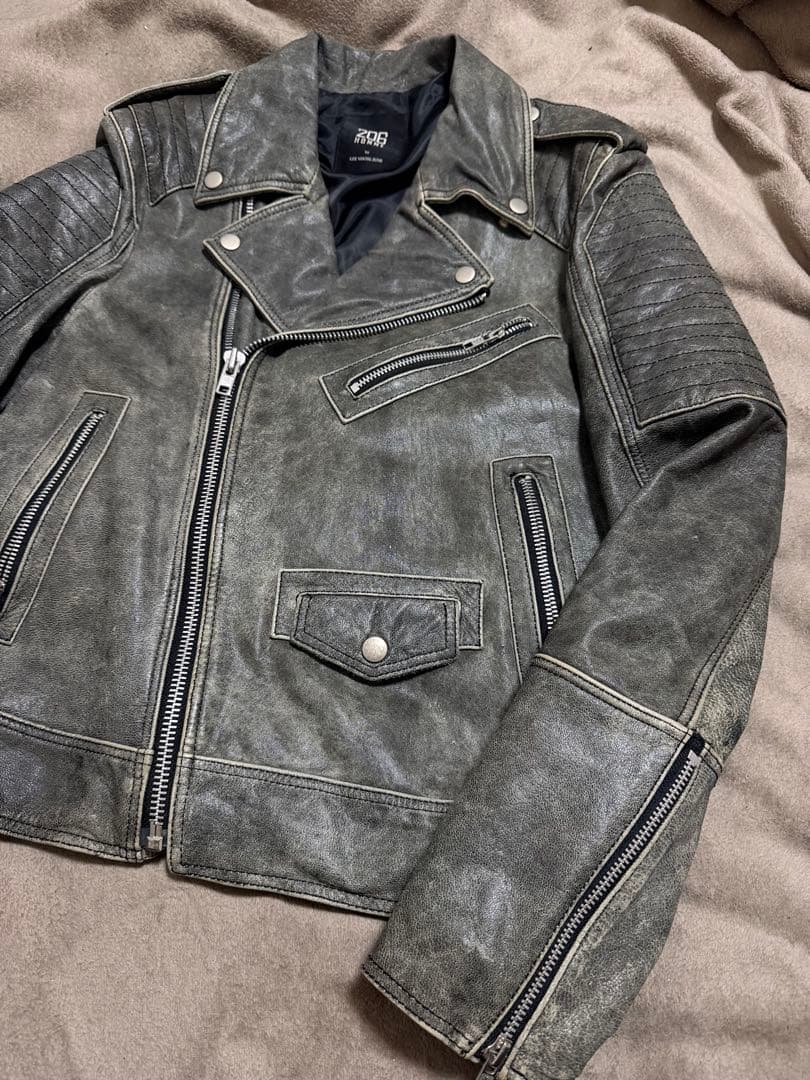 美品 206 HOMME グレー 限定 ヤギ革 レザーダブルライダースジャケット