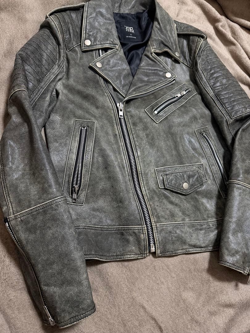 美品 206 HOMME グレー 限定 ヤギ革 レザーダブルライダースジャケット
