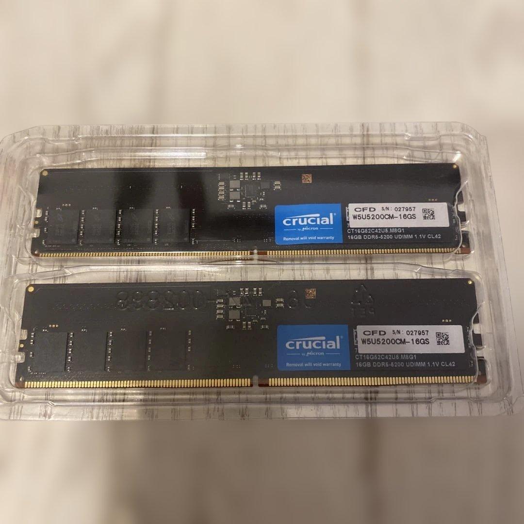 Crucial W5U5200CM-16GS 16GB DDR5 RAM 2枚