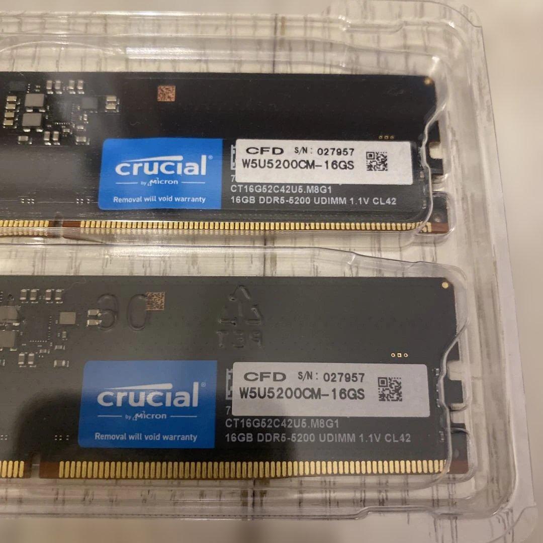 Crucial W5U5200CM-16GS 16GB DDR5 RAM 2枚