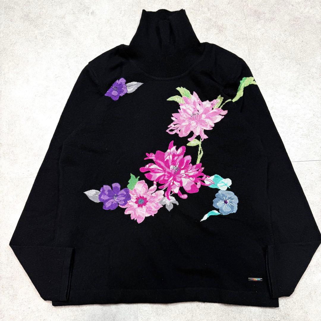 美品♡レオナール カシミヤ シルク タートルネック ニット ライトストーン XL