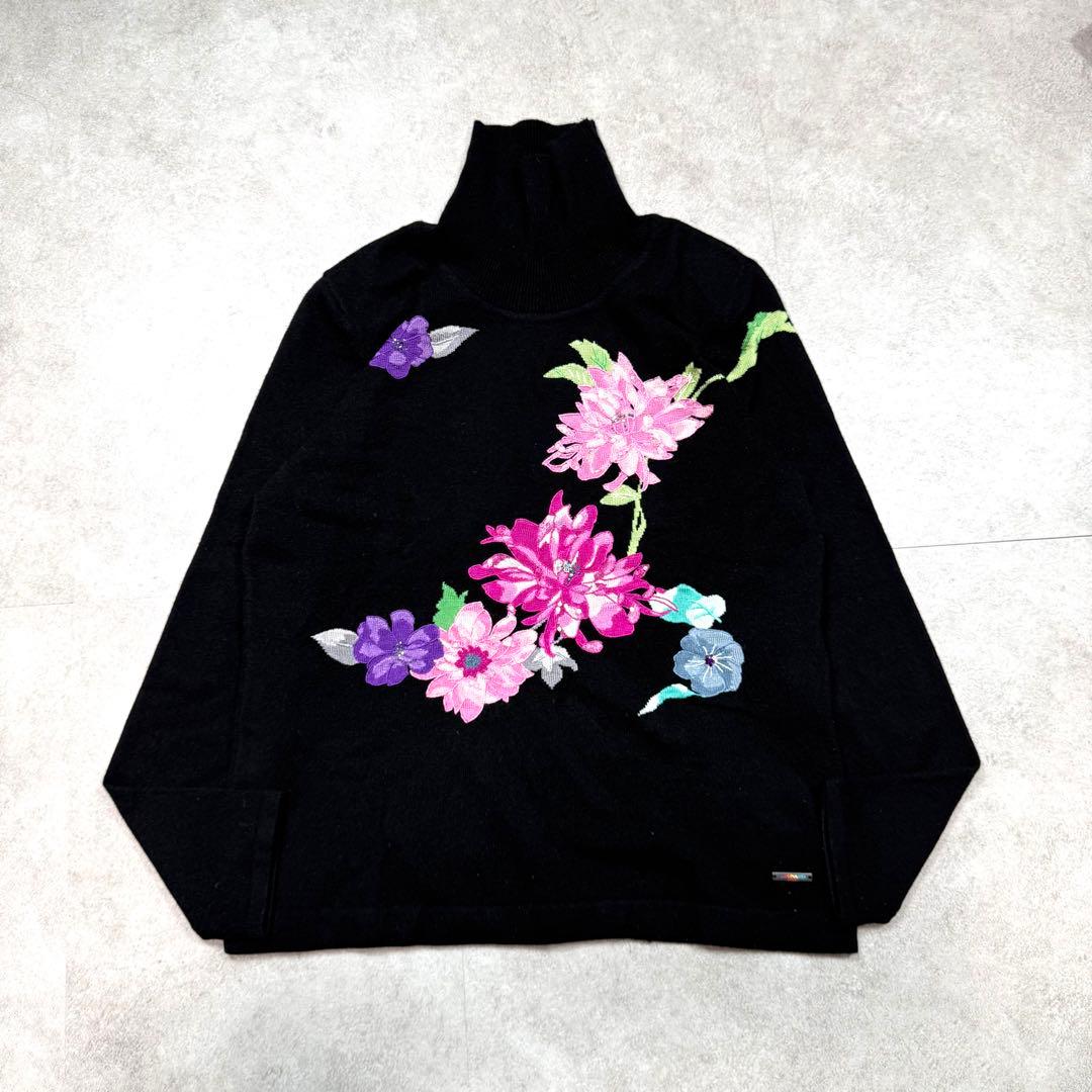 美品♡レオナール カシミヤ シルク タートルネック ニット ライトストーン XL