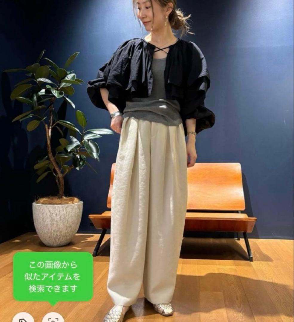 美品★カレンソロジー★ショートギャザーブラウス★ネイビー