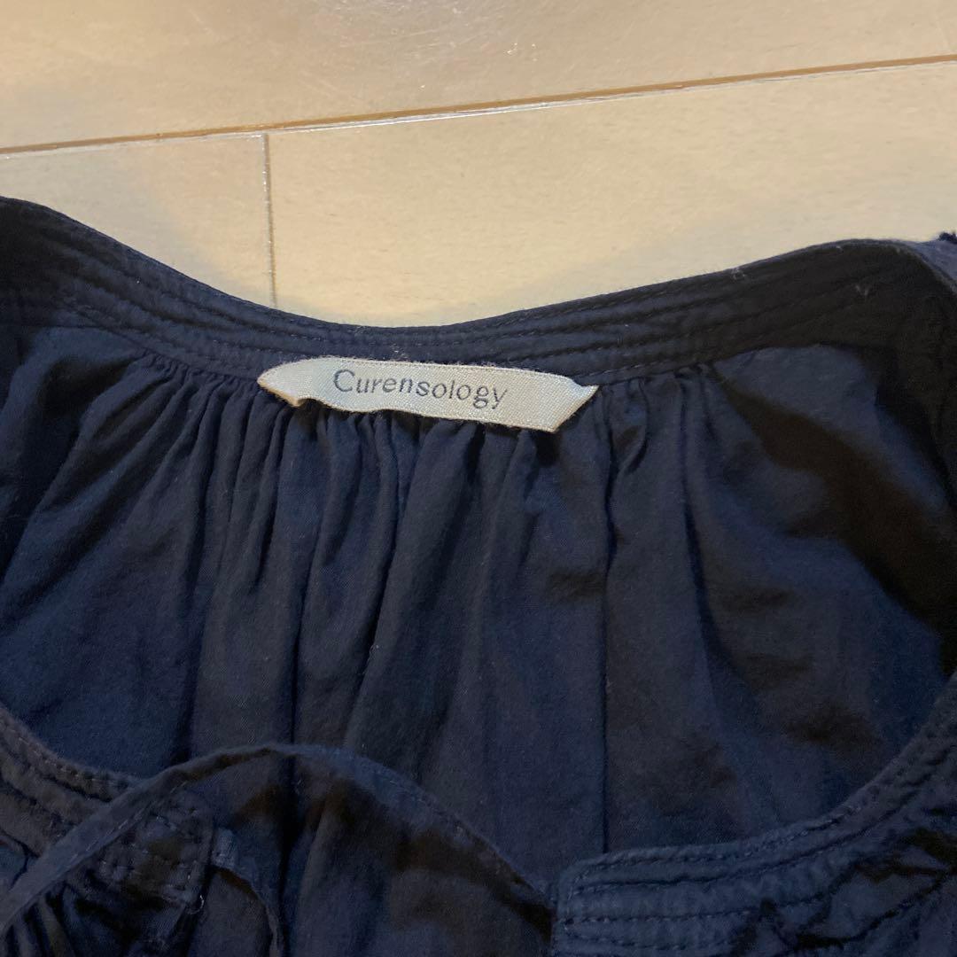 美品★カレンソロジー★ショートギャザーブラウス★ネイビー