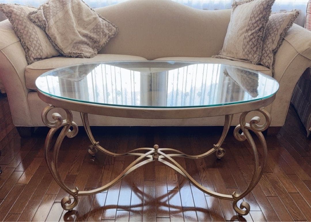 最終価格‼️楕円形ガラス天板のセンターテーブル