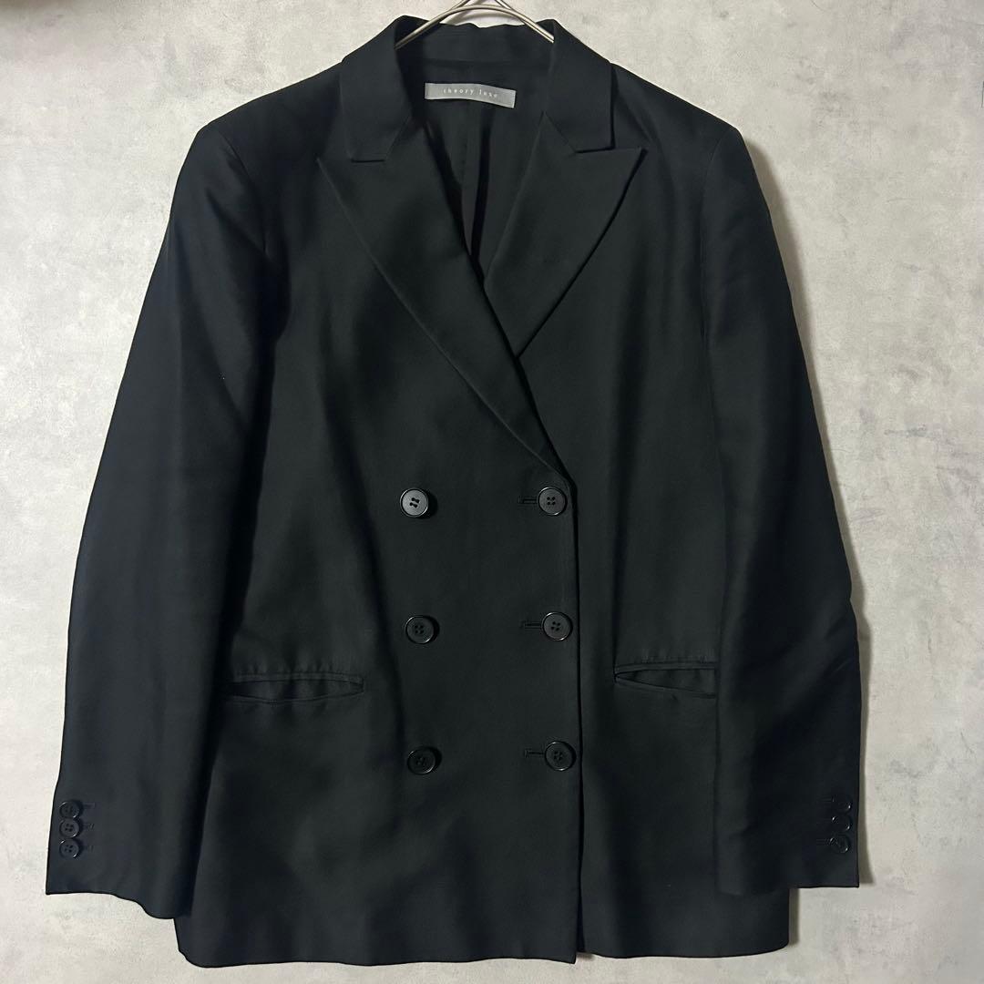 セオリーリュクス スーツ セットアップ ワイドパンツ ダブル 黒 カジュアル