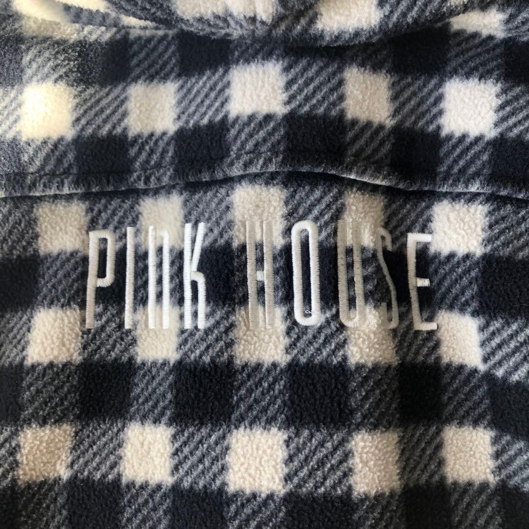 ピンクハウス　ダッフルコート　ゆったりシルエット　ブランドロゴ刺繍　チェック柄