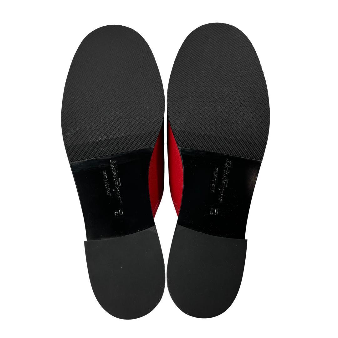 新品級 フェラガモ ガンチーニ ミュール 赤 6D 23.5cm レディース