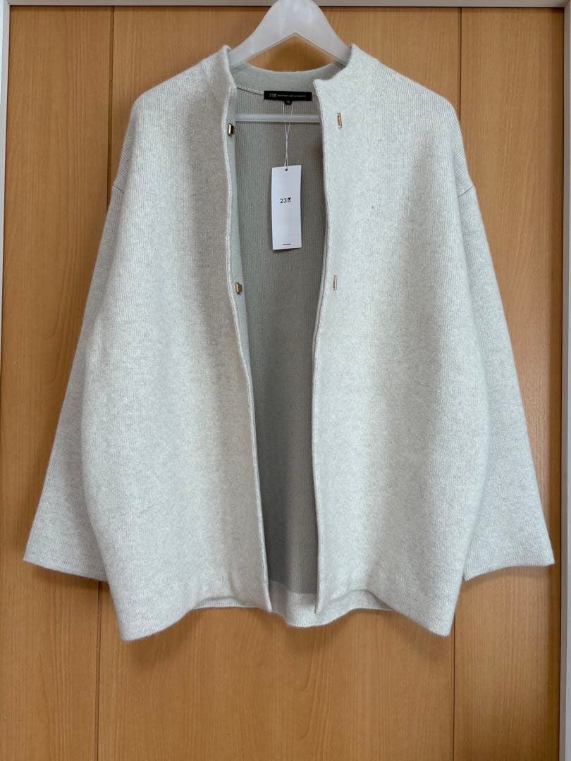 23区今季見上愛さん着用/洗えるラクーンブレンドダブルフェイス ニット アウター