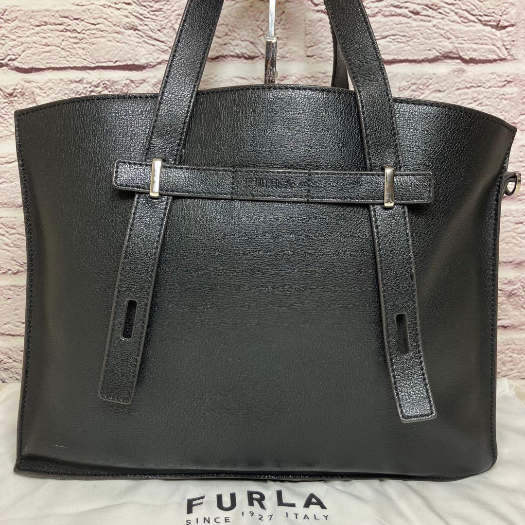 フルラ✨MAN ジョーヴェ L A4可 ３室 レザー 本革 黒 トートバッグ