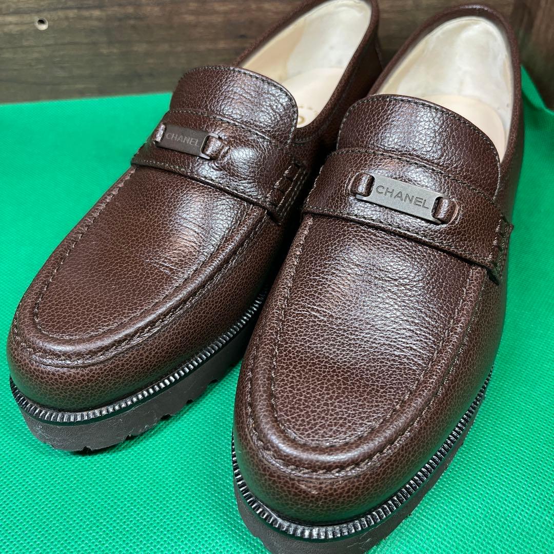 CHANEL ブラウンレザー ローファー 23.0cm
