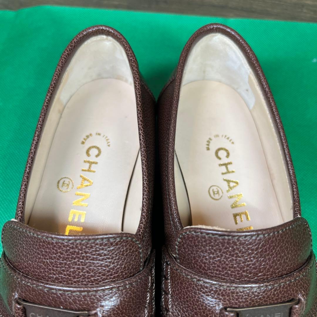 CHANEL ブラウンレザー ローファー 23.0cm