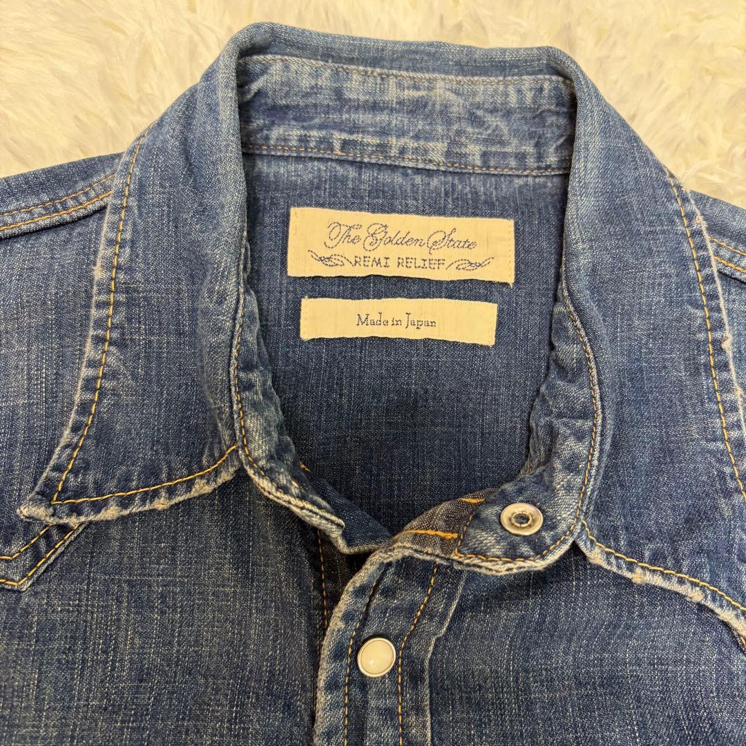 美品　REMI RELIEF デニムウェスタンシャツ L