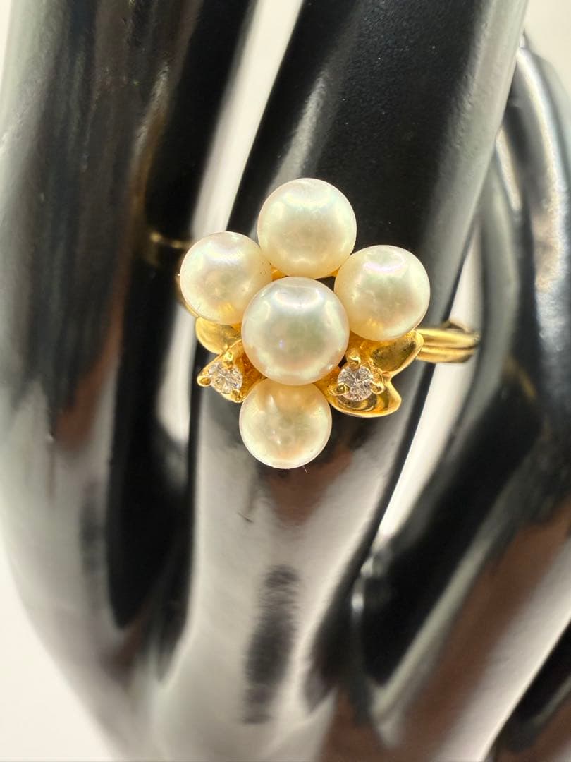 K18 パール ダイヤモンド リング 12号