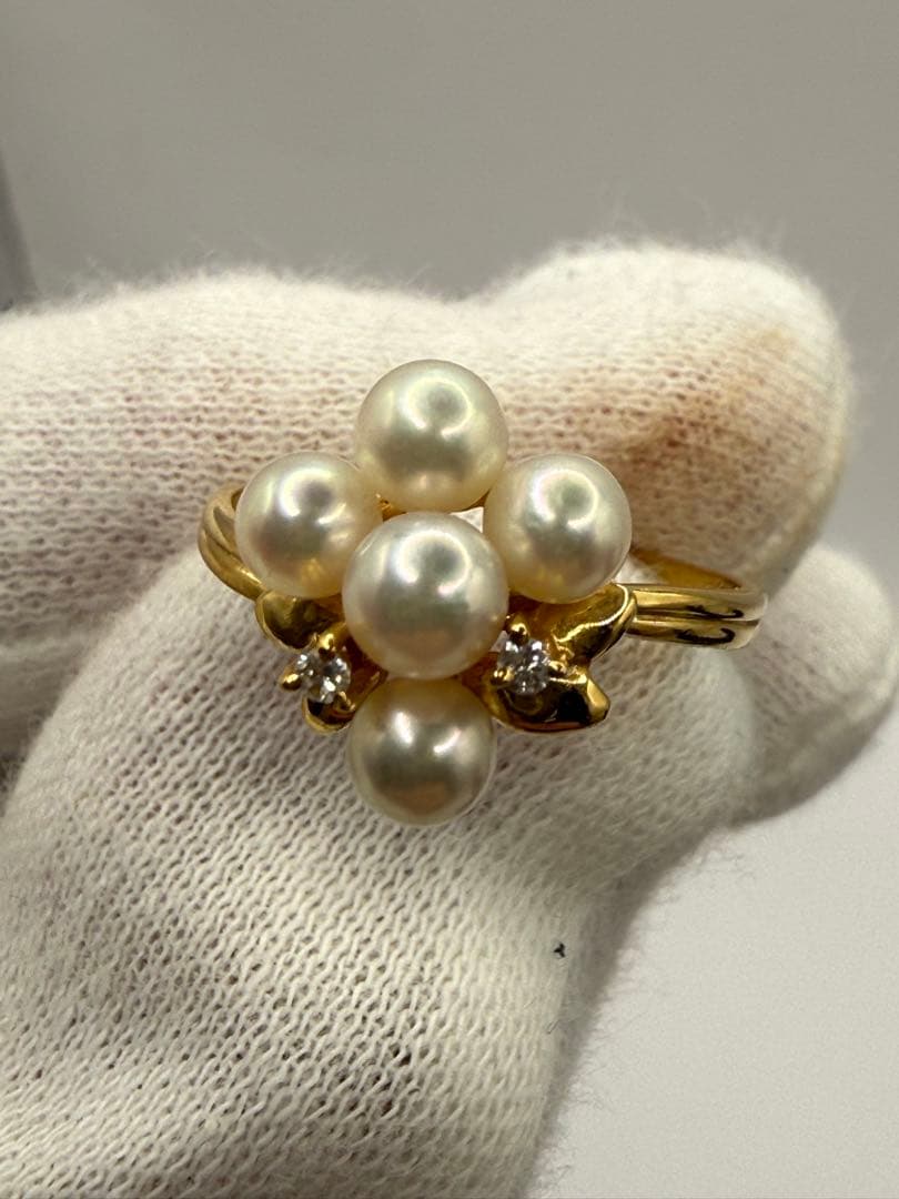 K18 パール ダイヤモンド リング 12号