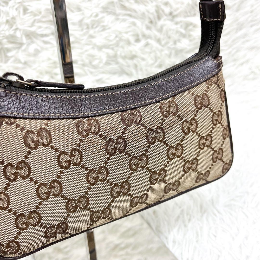 希少 グッチ アクセサリーポーチ ブーツチャーム GGキャンバス レザー