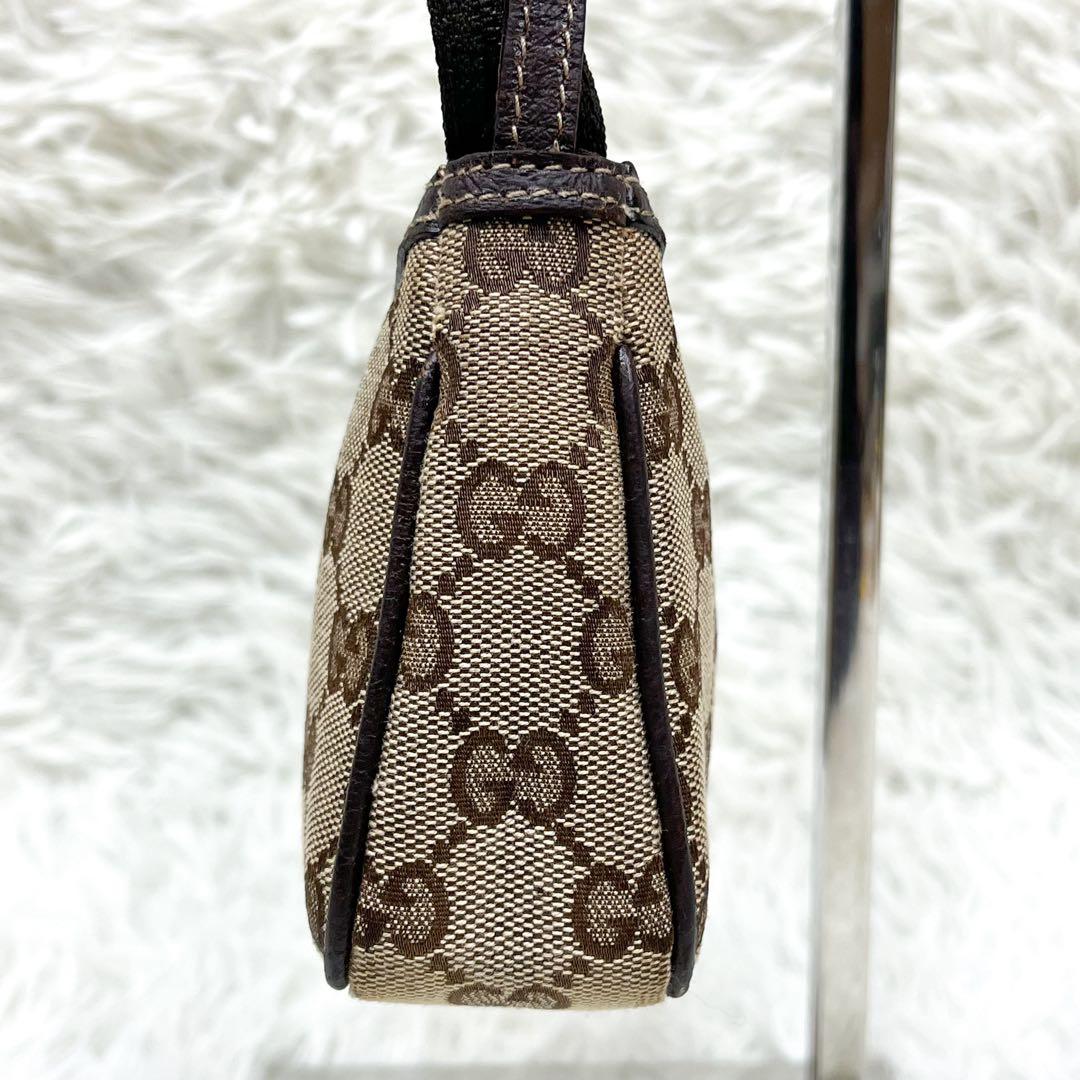 希少 グッチ アクセサリーポーチ ブーツチャーム GGキャンバス レザー