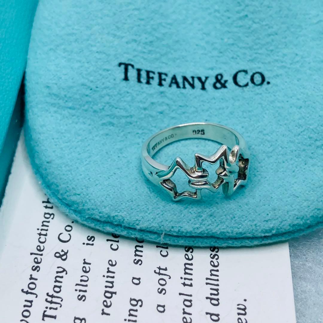 極美品✨ ティファニー リング スター 星 3連 AG925 #9
