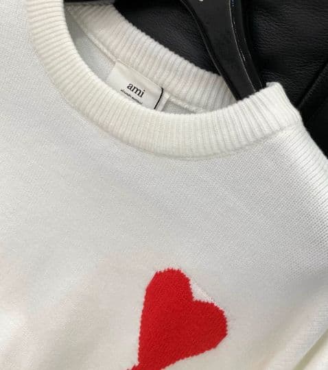AMI PARIS ハート刺繍 ホワイトニットセーター M