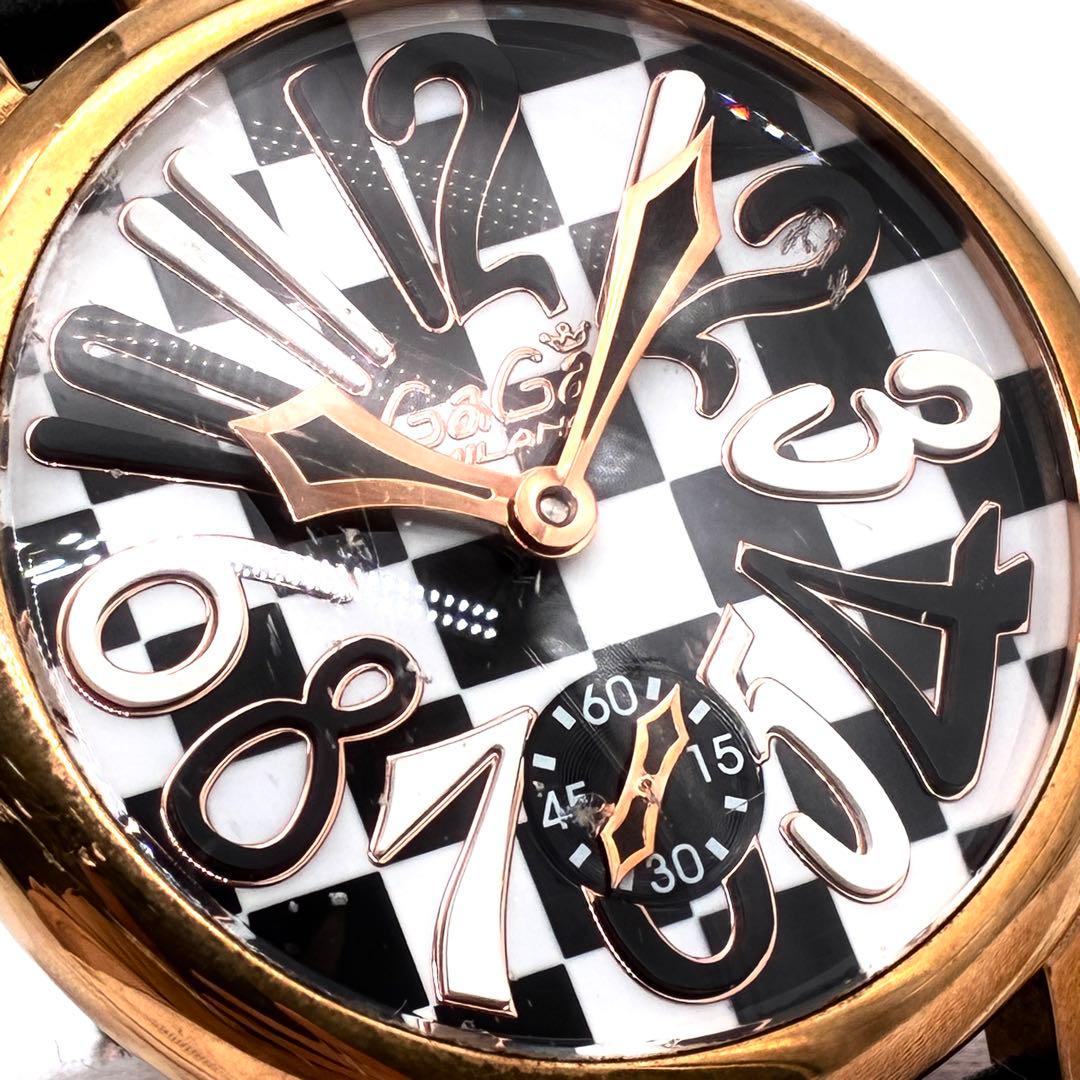 極美品 ガガミラノ マヌアーレ48 チェス 限定299本 7番 ゴールド 稼動品