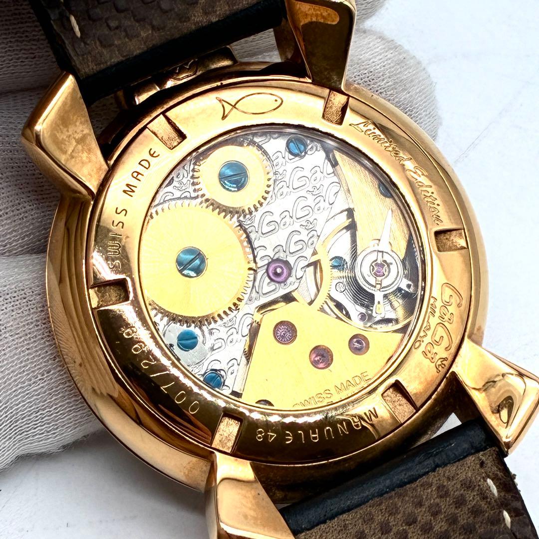 極美品 ガガミラノ マヌアーレ48 チェス 限定299本 7番 ゴールド 稼動品