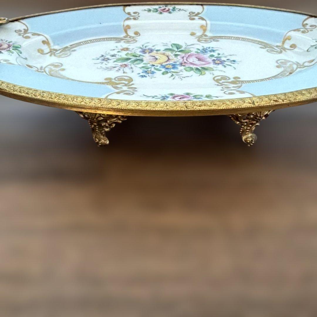 花柄装飾オーバルプレート　リモージュ