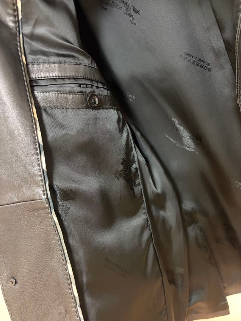 バーバリーブラックレーベル Mレザー テーラードジャケット 三陽商会ノバチェック