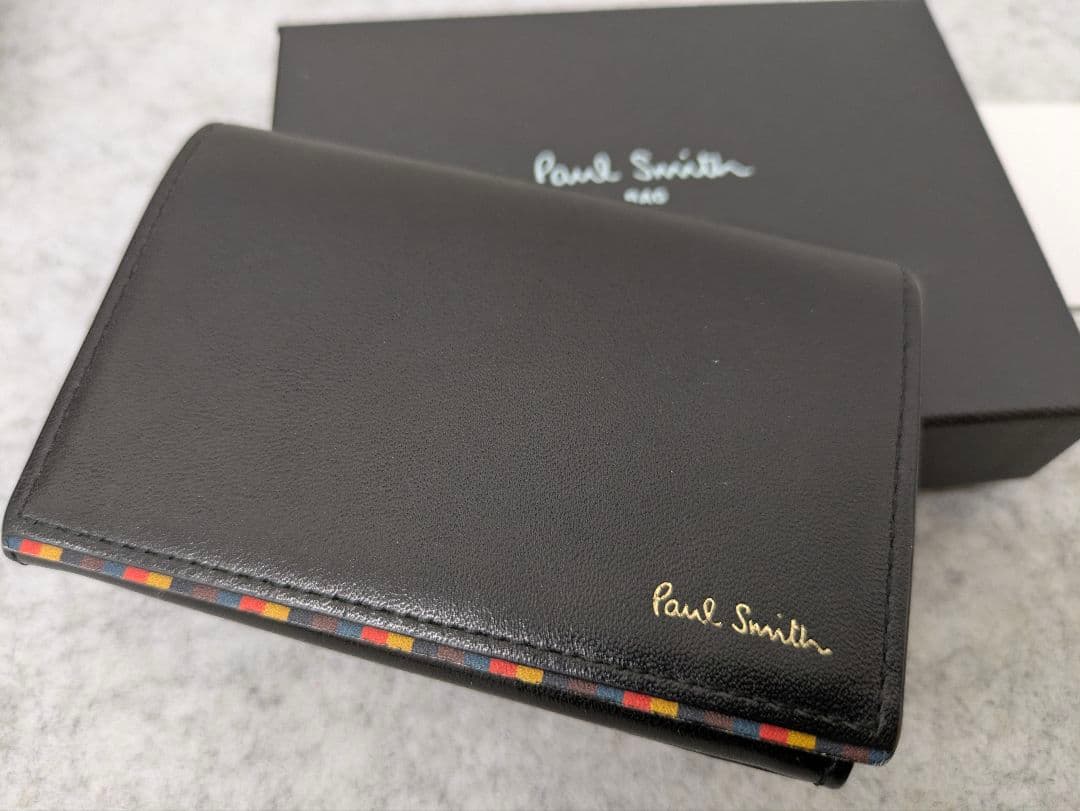 Paul Smith 名刺入 マルチストライプ 新品未使用品 ブラック 箱入