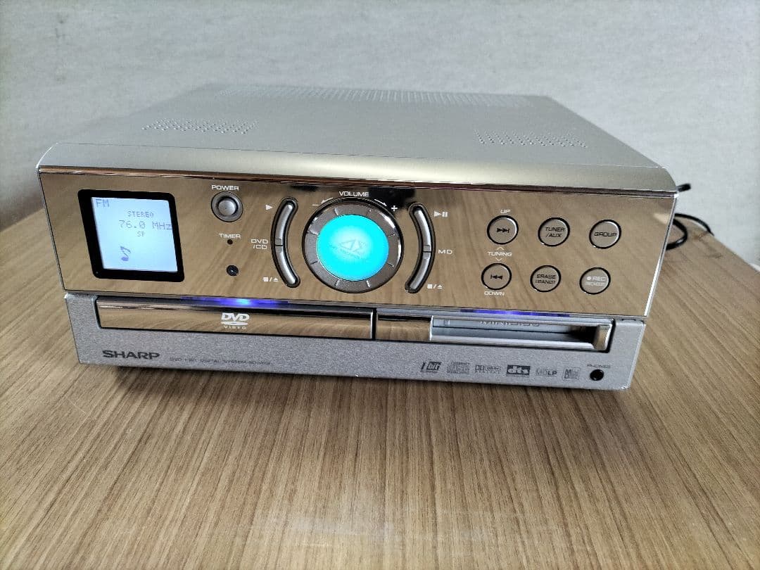 SHARP１ビット⊿Σ コンポ CD/DVD/MD再生 リモコン付き
