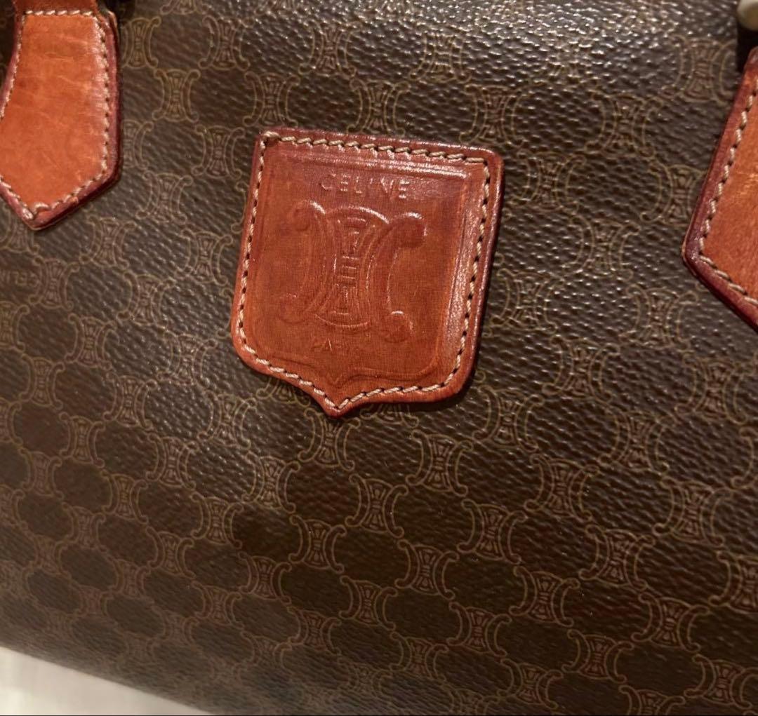 セリーヌ　ミニボストン　トリオンフ　マカダム　レザー　ブラウン