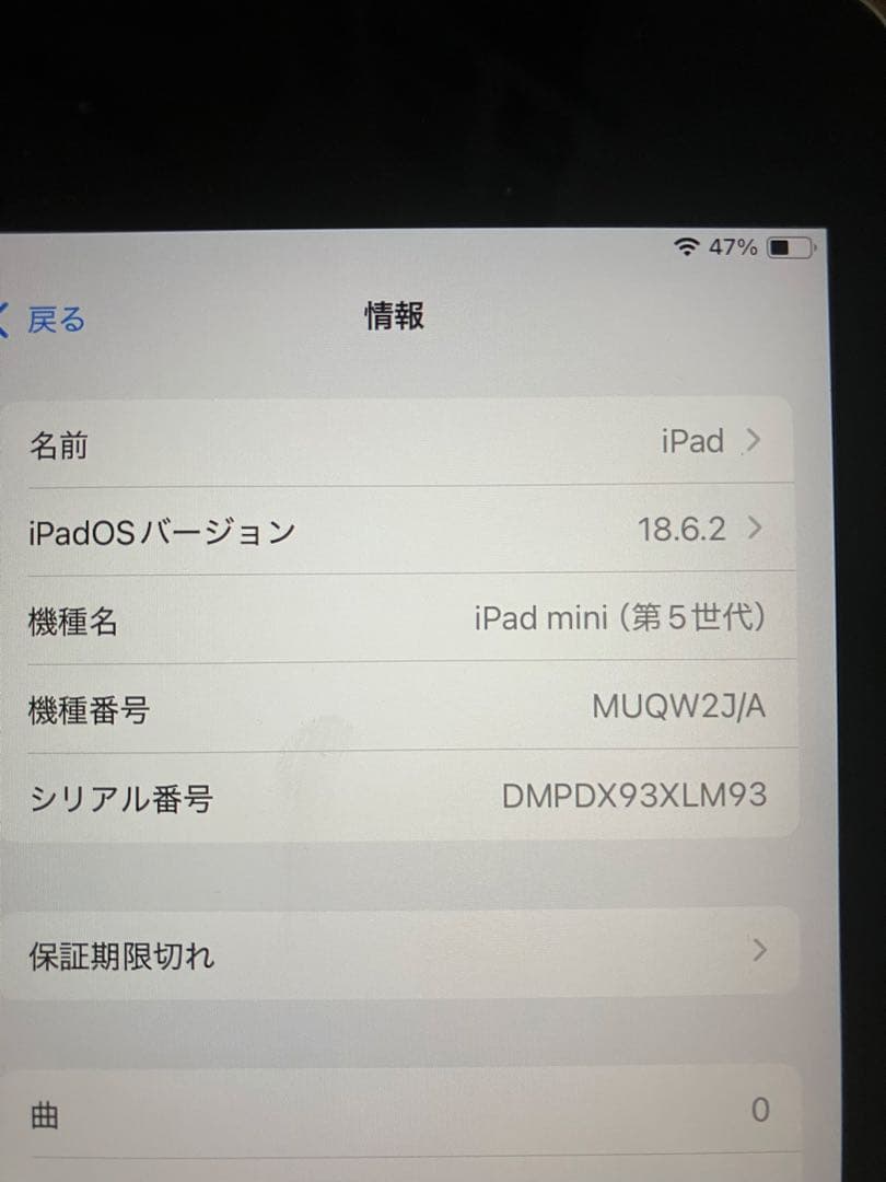 iPad mini5 第5世代 64GB バッテリー最大容量96%　箱あり