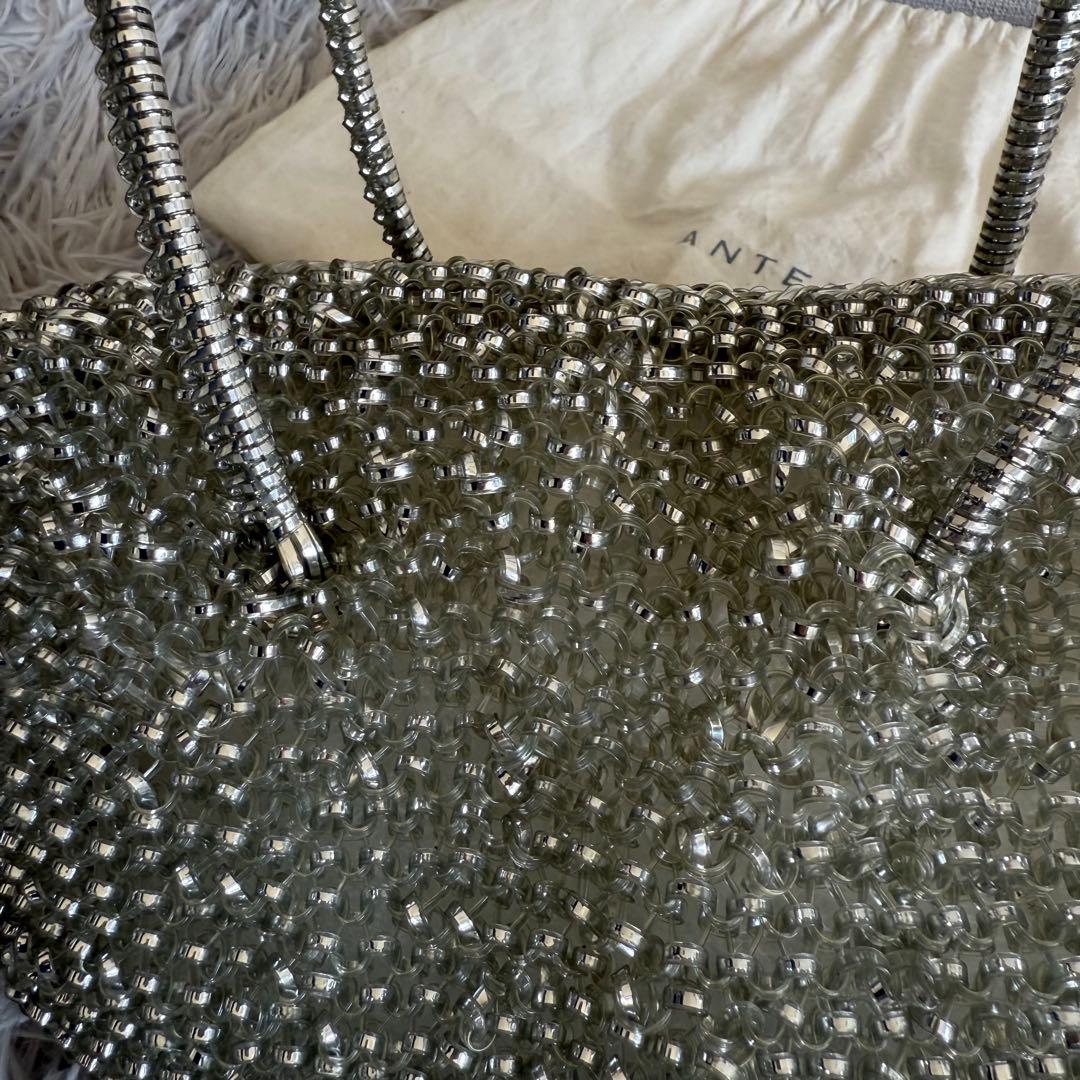 美品 ANTEPRIMA ミニボストンバッグ ワイヤー 袋付 シルバー