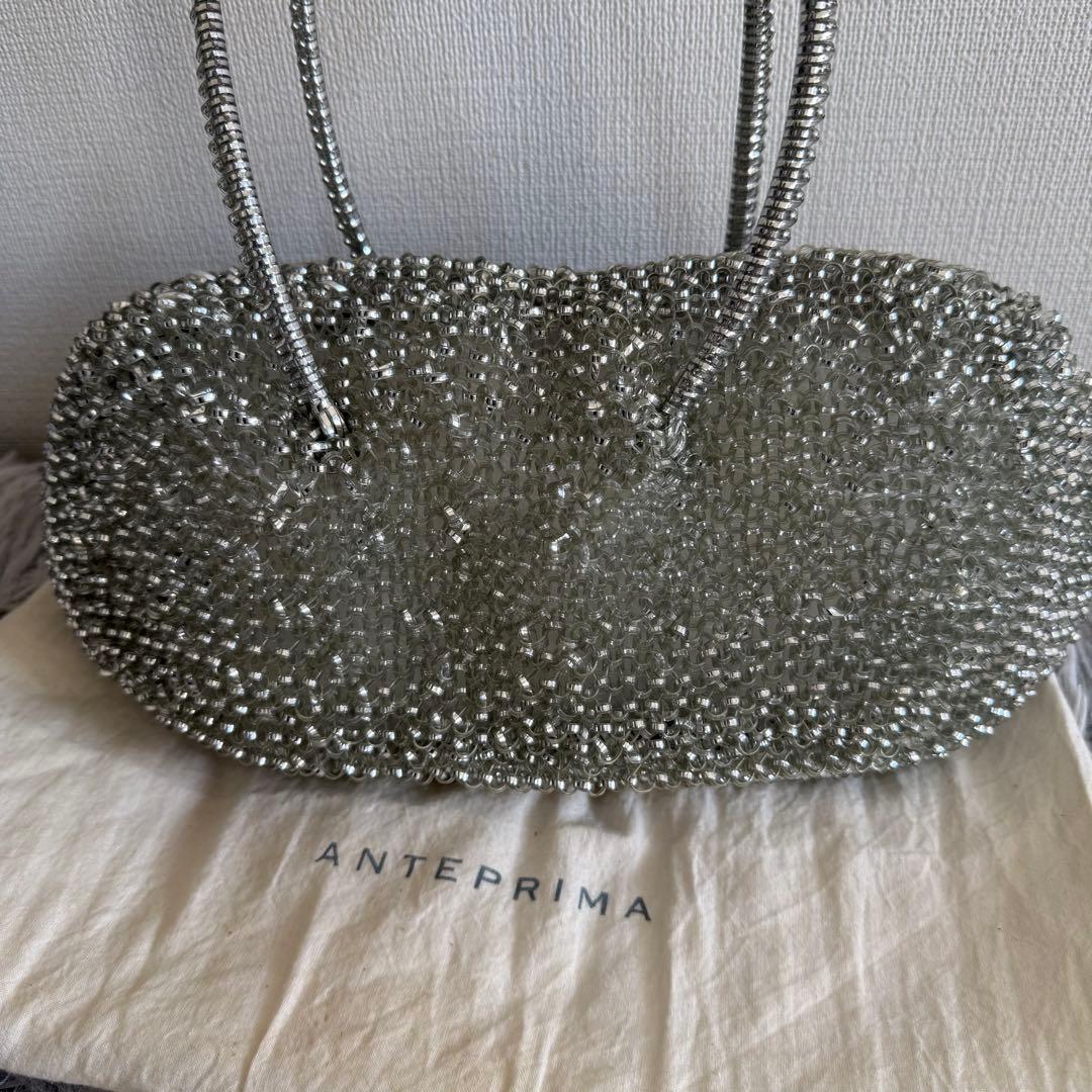 美品 ANTEPRIMA ミニボストンバッグ ワイヤー 袋付 シルバー