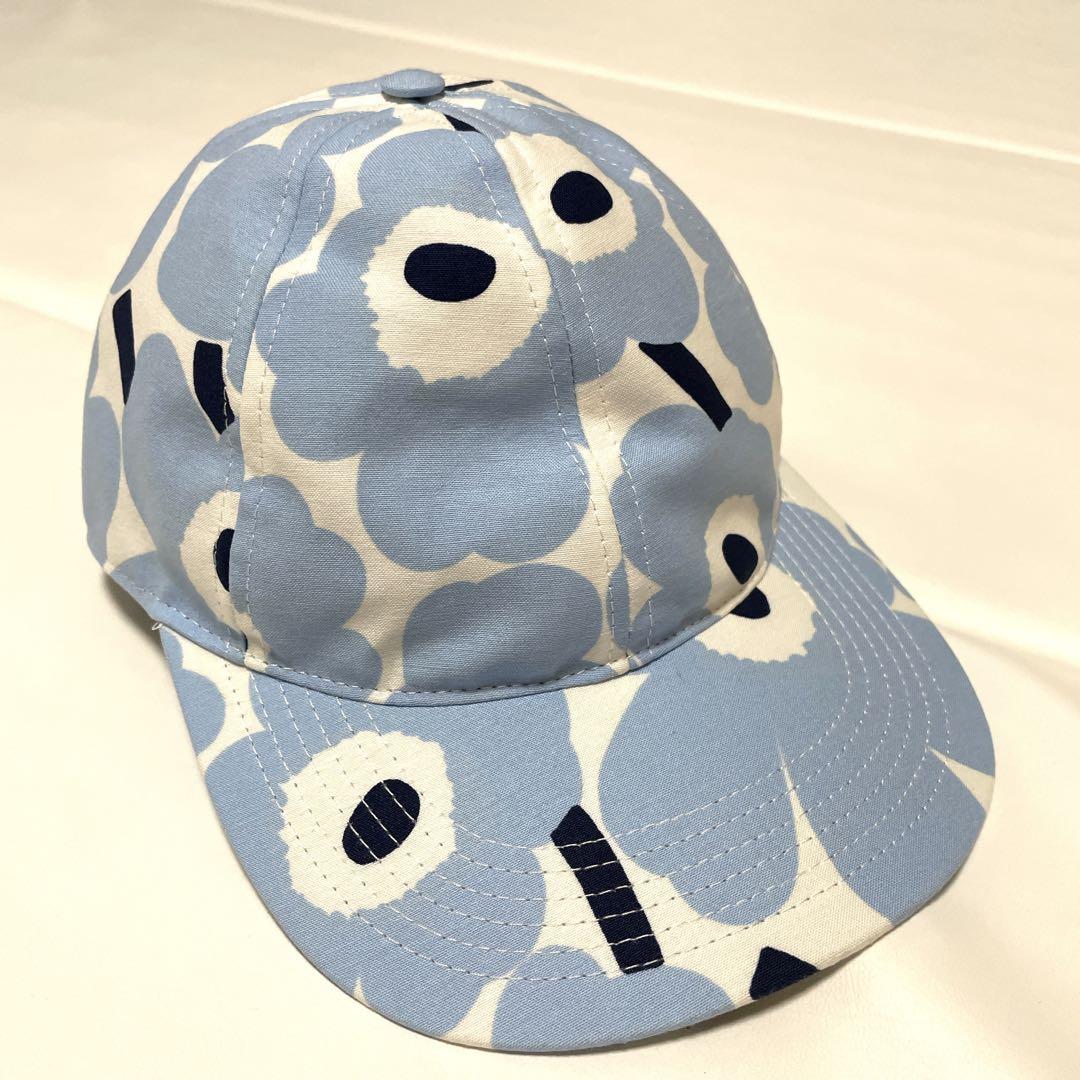 【美品・希少】マリメッコ　ウニッコ　キャップ　水色　ブルー　marimekko