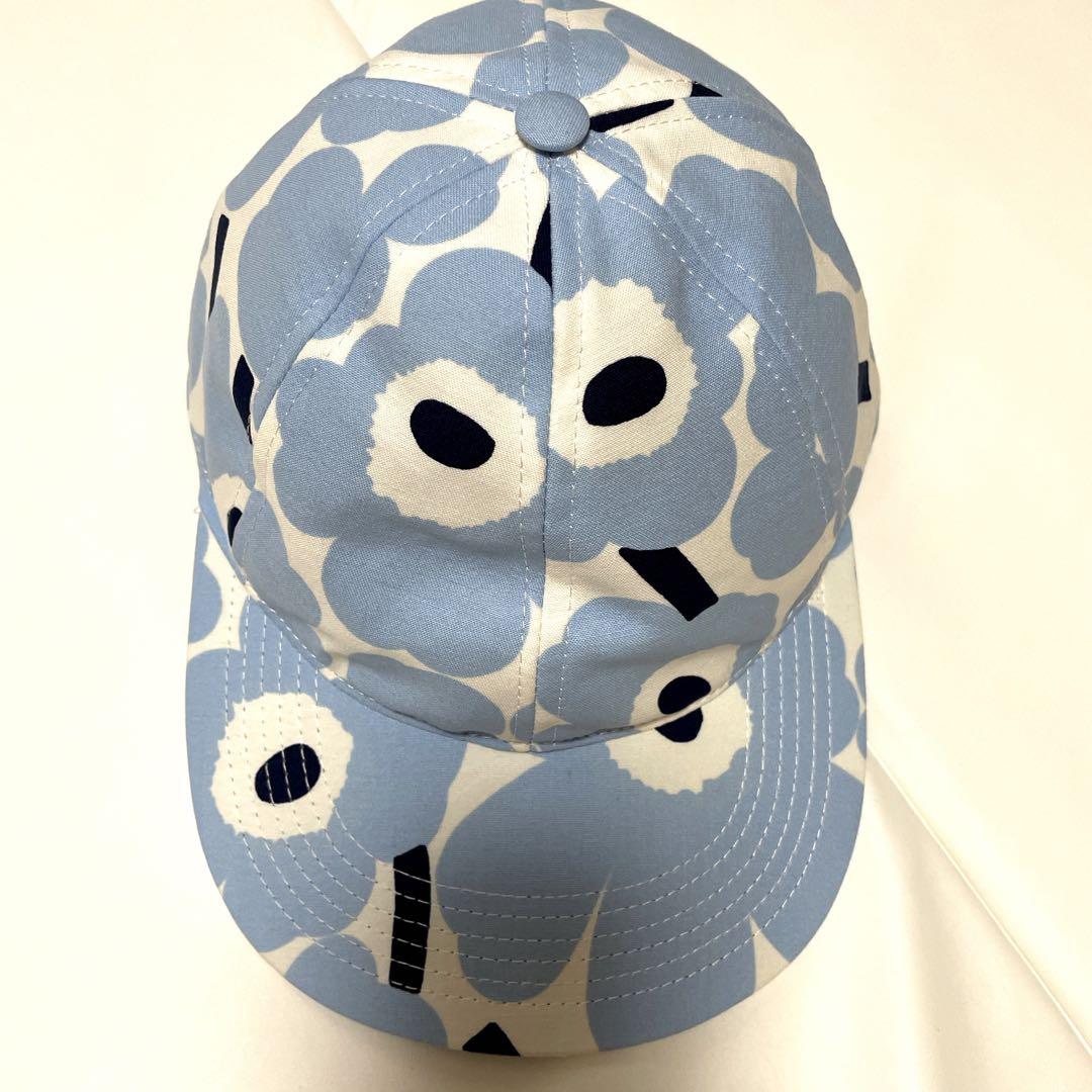 【美品・希少】マリメッコ　ウニッコ　キャップ　水色　ブルー　marimekko