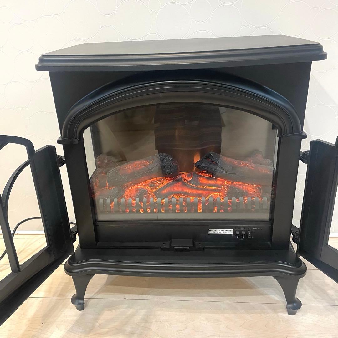 【美品】ニトリ 暖炉型ファンヒーター ワイド IQ BK 1000W 2019年