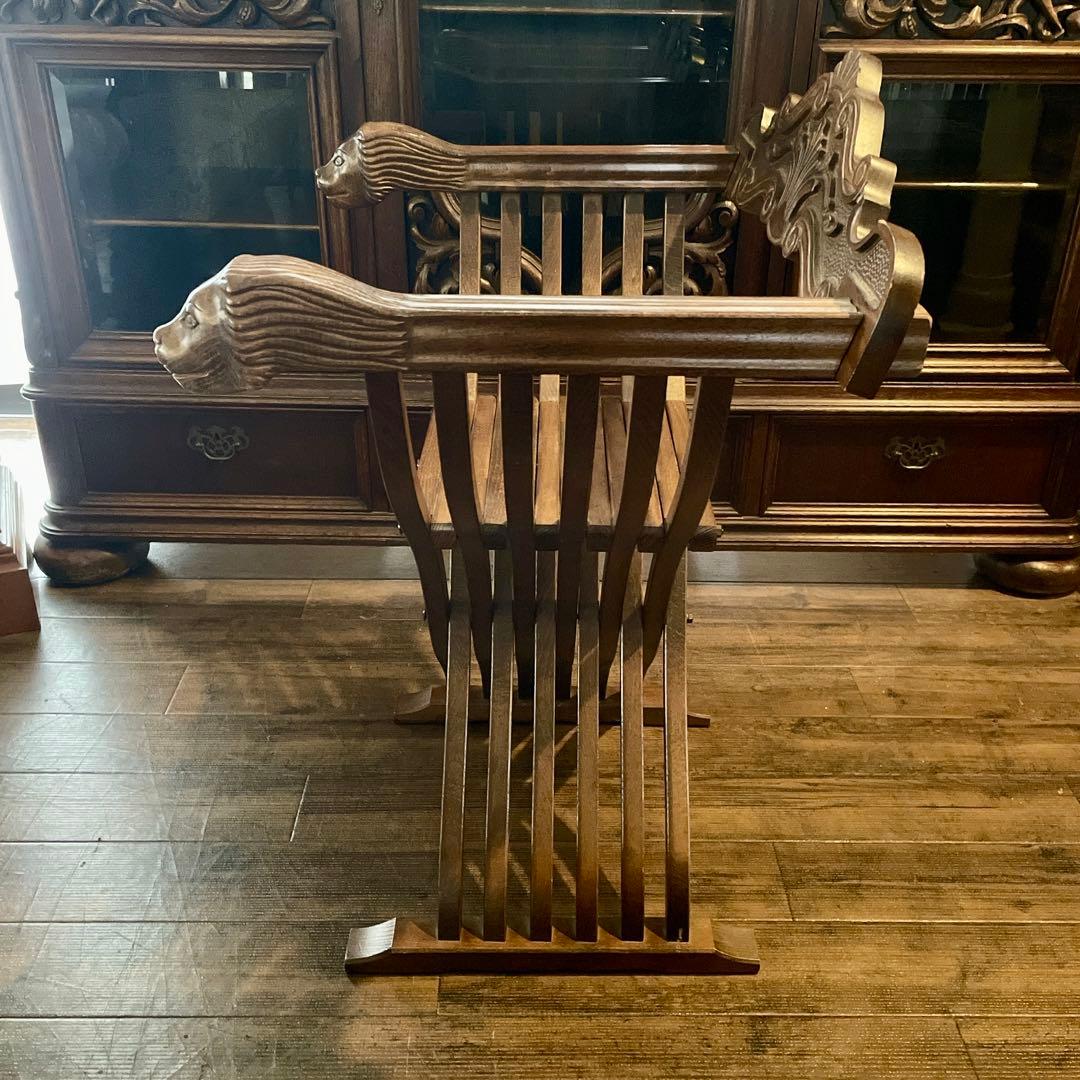 r105r118 イタリア製 サヴォナローラチェア ライオンチェア 折り畳み椅子