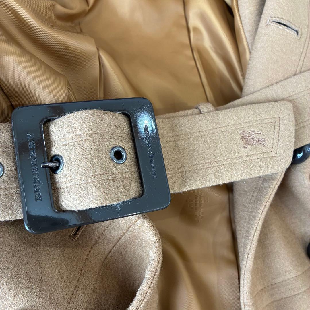 バーバリーブルーレーベル ウール ワンピース コート ノバチェック キャメル