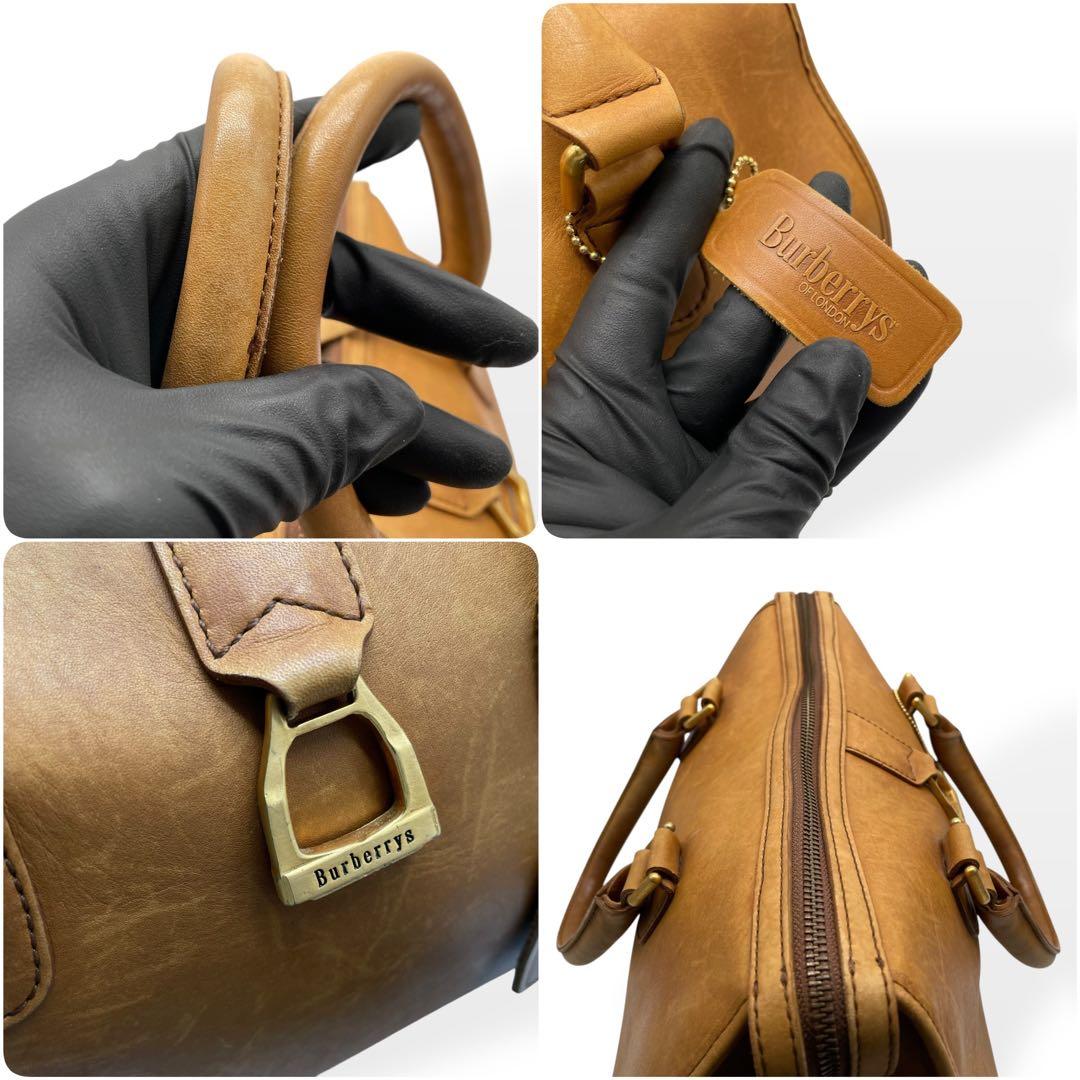 良品　Burberrys　希少　ヴィンテージ　ボストンバッグ　レザー　ブラウン