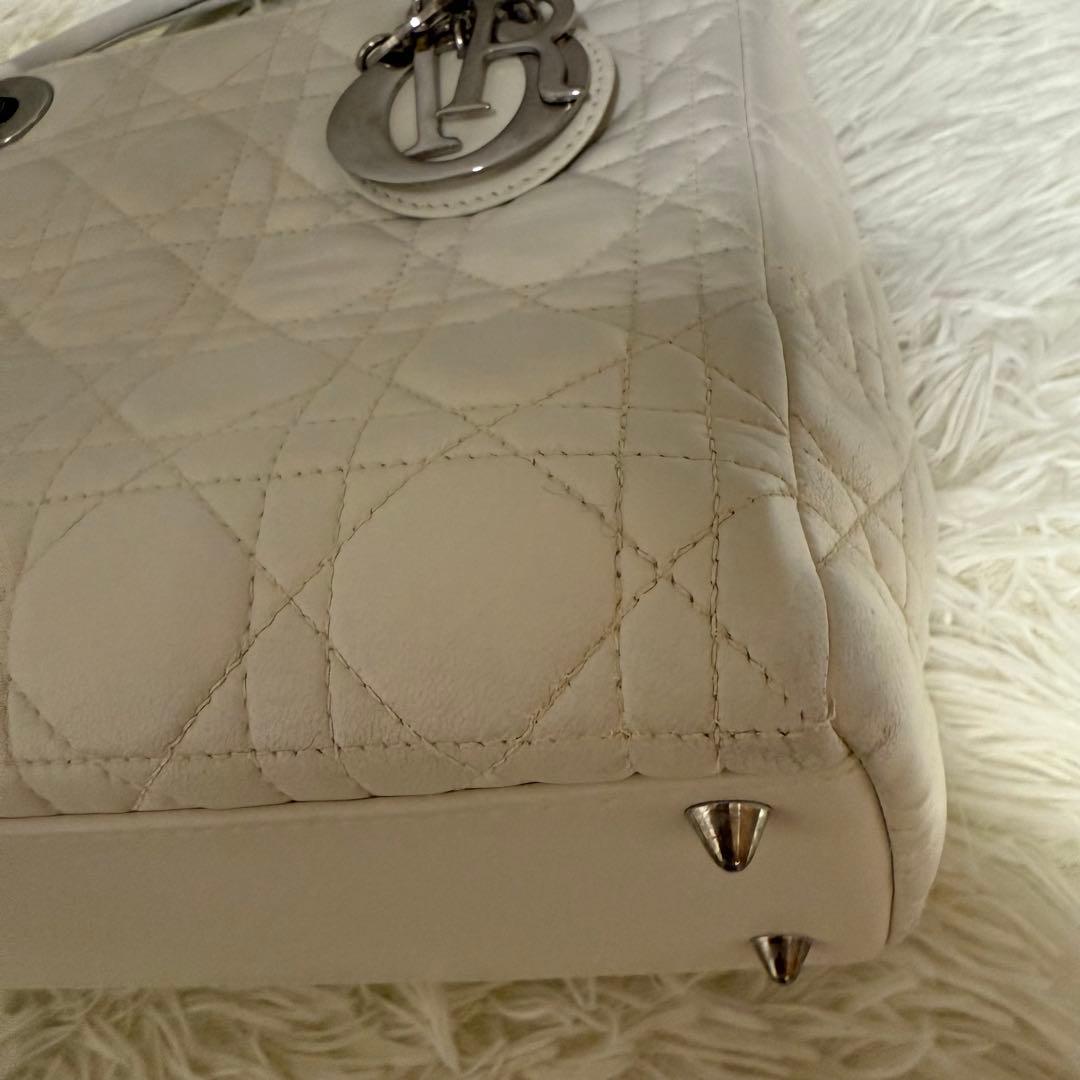 Dior レディディオール カナージュ ハンドバッグ ホワイト 白