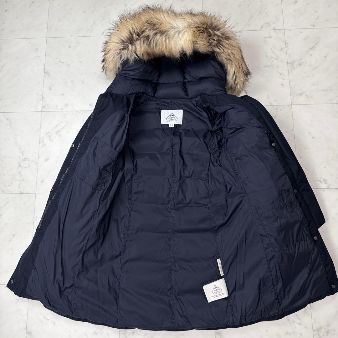 ピレネックス グルノーブル ファー ダウンコート ディープインク サイズ38